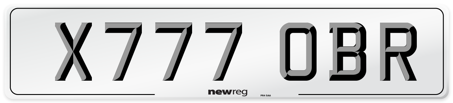 X777 OBR Number Plate from New Reg